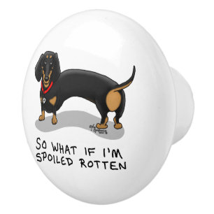 Spoiled Rotten Dackel (S schwarz & tan) Niedlicher Keramikknauf