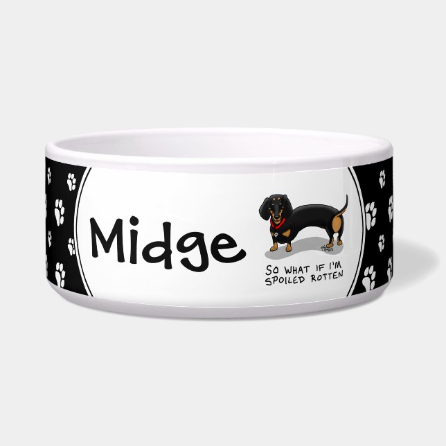 Spoiled Rotten Dackel (S schwarz & tan) Niedlicher Napf (Vorderseite)