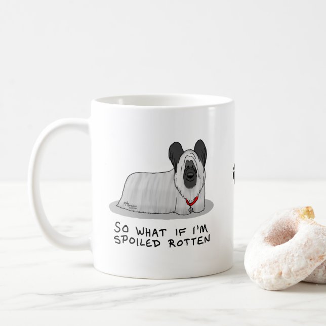 Spoiled Rotten Skye Terrier Dog (silber) Niedliche Kaffeetasse (Mit Donut)
