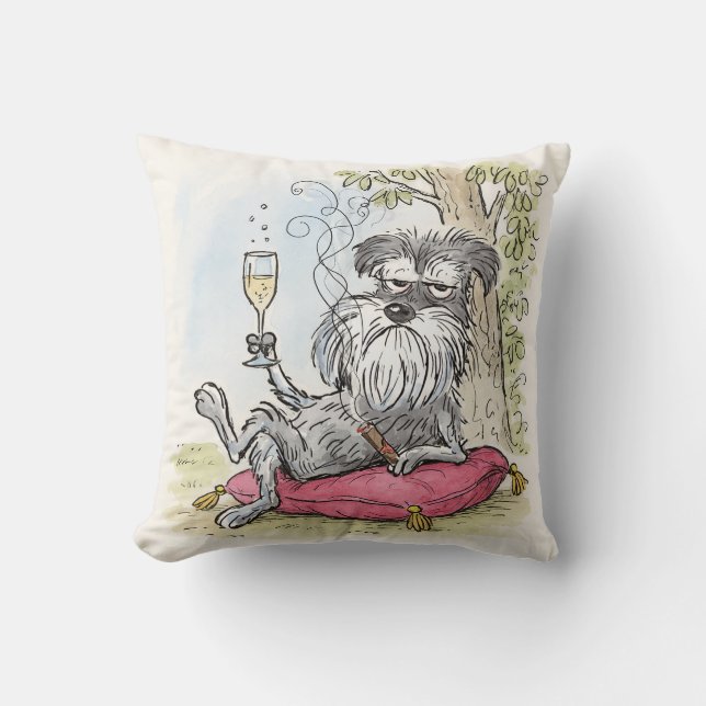 Spoiled Special Grey Schnauzer Throw Pillow Kissen (Vorderseite)
