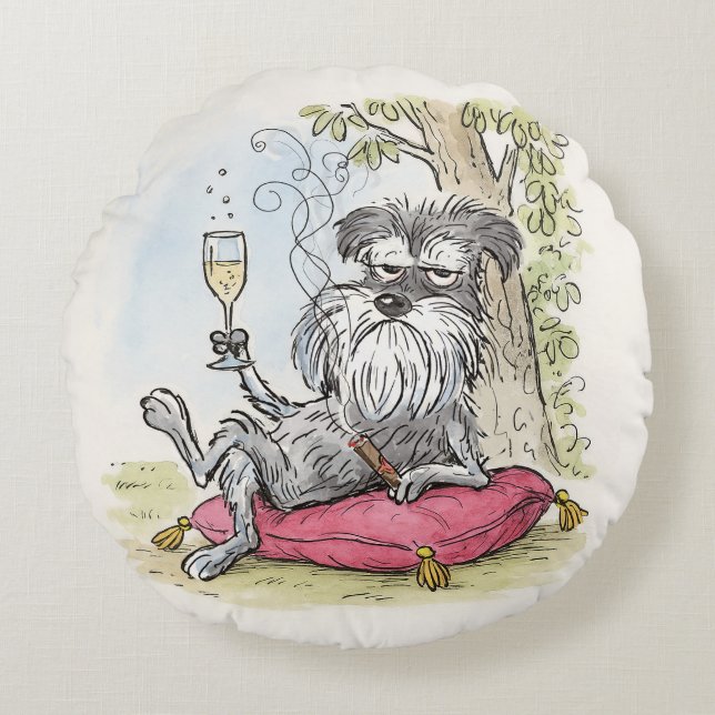 Spoiled Special Grey Schnauzer Throw Pillow Rundes Kissen (Vorderseite)