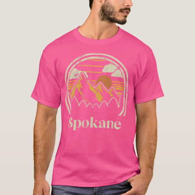 Spokane Berge Washington Wandern im Freien Retro T-Shirt (Vorderseite)