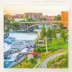 Spokane Falls Washington Glass Untersetzer