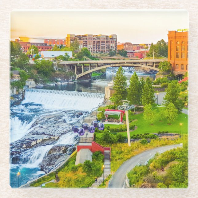 Spokane Falls Washington Glass Untersetzer (Vorderseite)