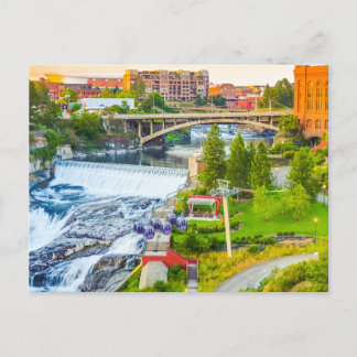 Spokane Falls Washington Post Card Postkarte