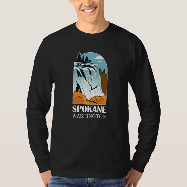 Spokane Falls Washington Wasserfall Fluss   T-Shirt (Vorderseite)