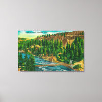 Spokane Fluss und Hängebrücke