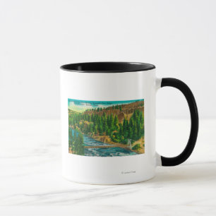 Spokane-Fluss und Suspendierungs-Fuß-Brücke Tasse