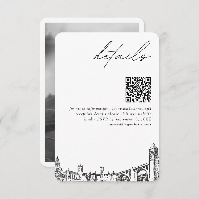 Spokane Hochzeit Moderne Details QR Code Begleitkarte (Vorne/Hinten)