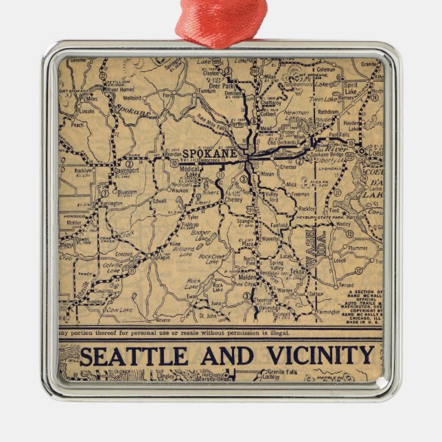 Spokane, Seattle Ornament Aus Metall (Vorne)