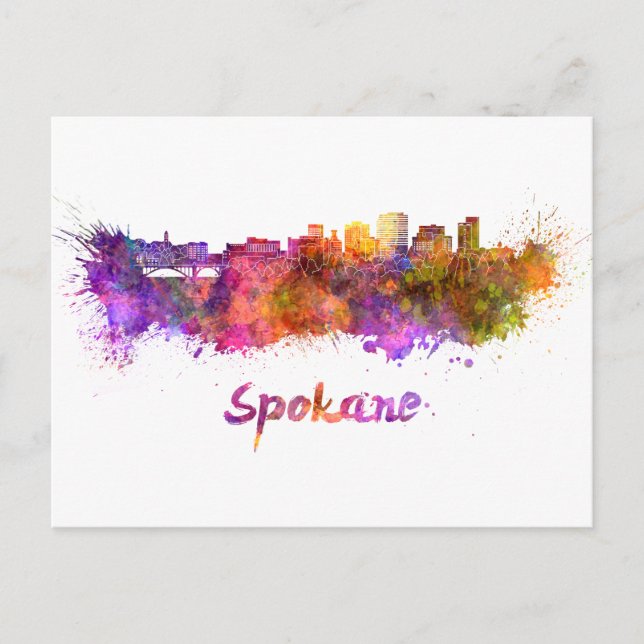 Spokane skyline im Watercolor Postkarte (Vorderseite)