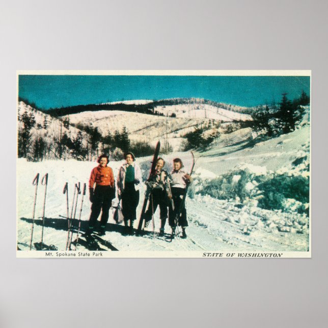 Spokane Staat Park Ladys SkiingWashington Poster (Vorne)
