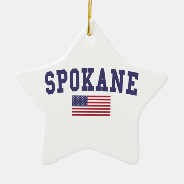 Spokane US-Flagge Keramikornament (Vorne)