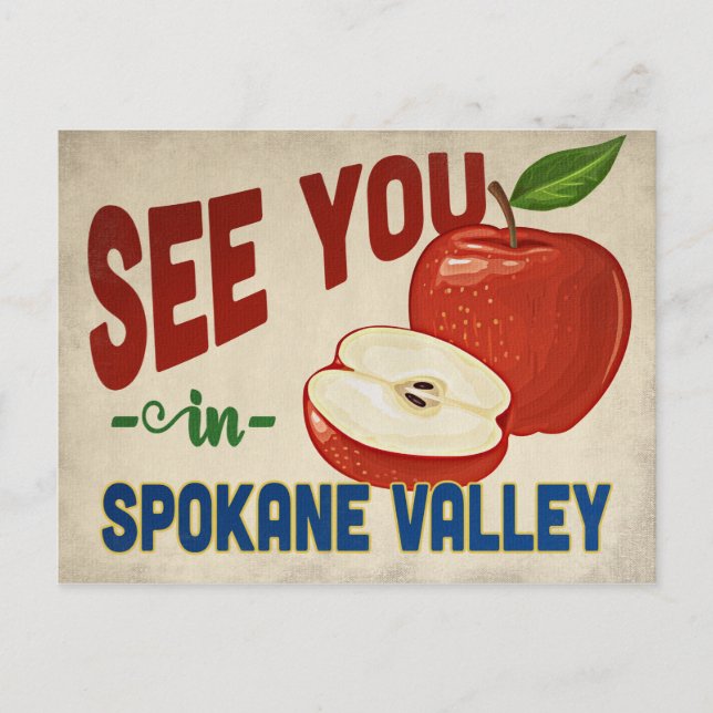 Spokane Valley Washington Apple - Vintag Postkarte (Vorderseite)