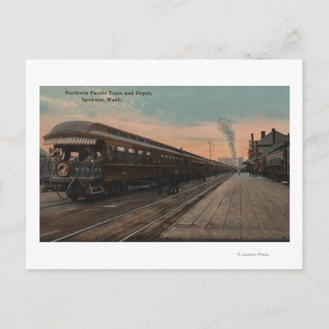 Spokane, WA - Aussicht auf den Nordpazifik-Zug und Postkarte (Vorderseite)