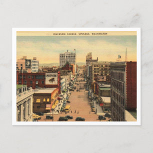 Spokane WA, Riverside Ave 1942 Vintage Inspiriert Postkarte