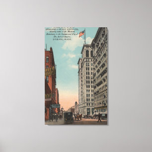 Spokane, WA - Stadtansicht mit Horsecaris Leinwanddruck