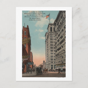 Spokane, WA - Stadtansicht mit Horsecaris Postkarte