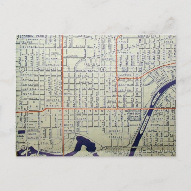 Spokane, WA Vintage Karte (Vorderseite)