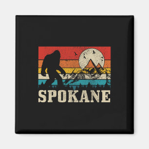 Spokane Washington Bigfoot Vintag Mountain Hunter Magnet