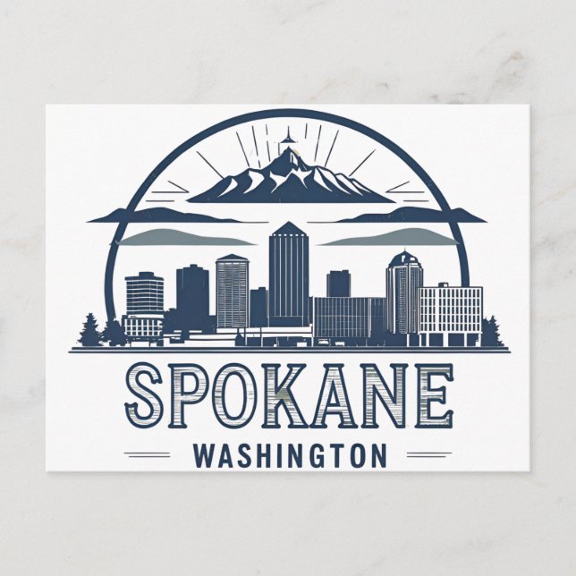 Spokane Washington DC Skyline Postkarte (Vorderseite)