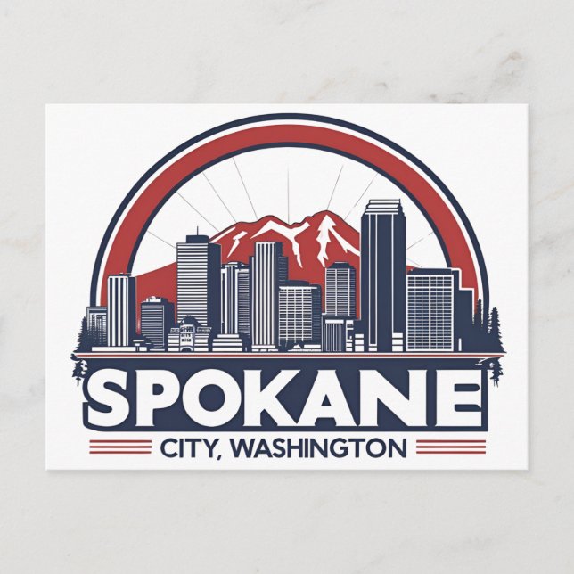 Spokane Washington DC Skyline Postkarte (Vorderseite)