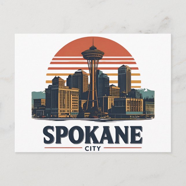 Spokane Washington DC Skyline Postkarte (Vorderseite)