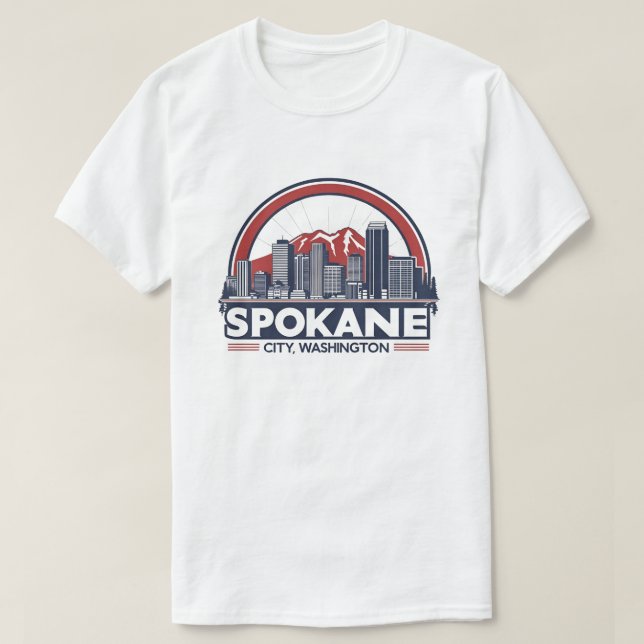 Spokane Washington DC Skyline T-Shirt (Design vorne)