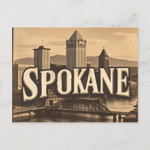 Spokane Washington DC Vintag Skyline Postkarte
