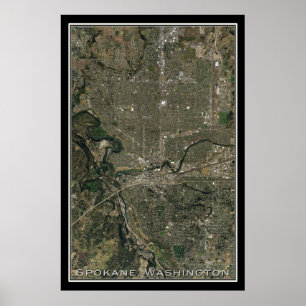 Spokane Washington Satellite Poster Map