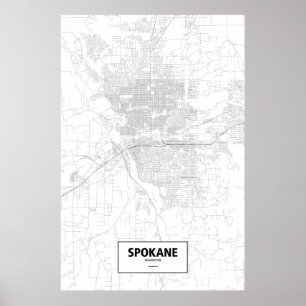 Spokane, Washington (schwarz auf weiß) Poster