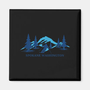 Spokane Washington Skigebiet Skifahren Skifahrer Magnet