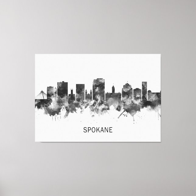 Spokane Washington Skyline BW Leinwanddruck (Vorderseite)