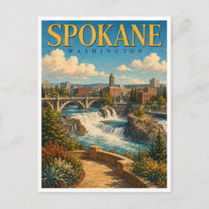 Spokane Washington Spokane Falls GeoSaga Postkarte