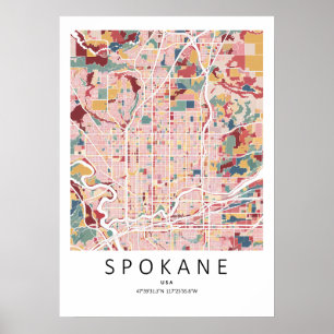 Spokane Washington Stadtplan Poster   Moderne Stad