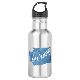 Spokane Washington Wood Grain Edelstahlflasche