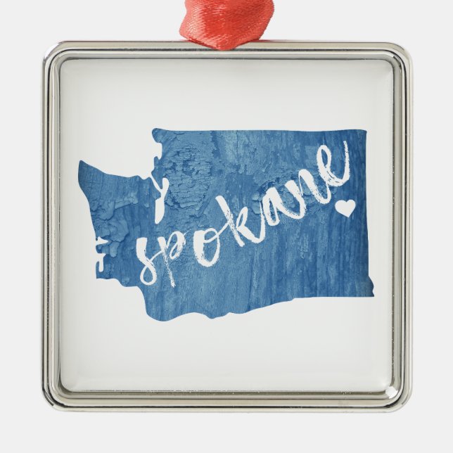 Spokane Washington Wood Grain Ornament Aus Metall (Vorne)