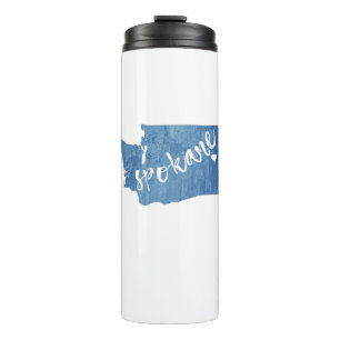 Spokane Washington Wood Grain Thermosbecher