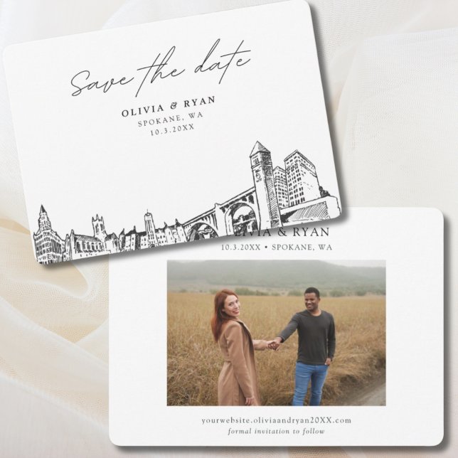 Spokane Wedding Modern Save the Date Einladung (Spokane Wedding Modern Save the Date Invitation)