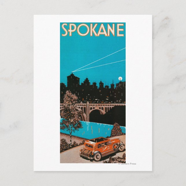 Spokane-Werbeplakat #1Spokane, WA Postkarte (Vorderseite)