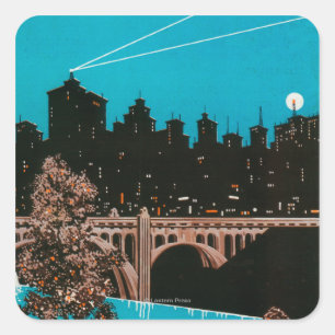 Spokane-Werbeplakat #1Spokane, WA Quadratischer Aufkleber