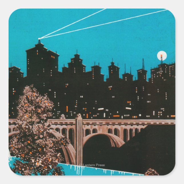 Spokane-Werbeplakat #1Spokane, WA Quadratischer Aufkleber (Vorderseite)