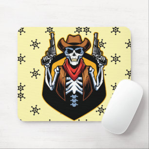 Spokiger Cowboy mit Waffen Rustikale Kunstwerke Mousepad