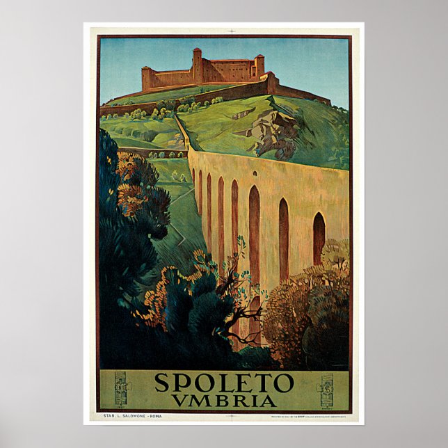 Spoleto Italien Vintag Italienische Reise Poster (Vorne)
