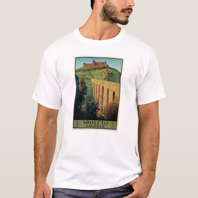 Spoleto Umbria Italien Vintage Travel Poster T-Shirt (Vorderseite)