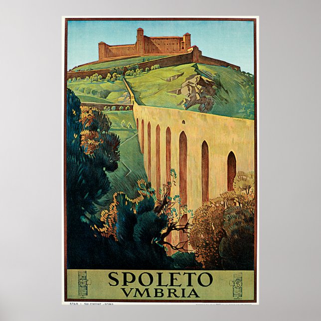 Spoleto Vmbria Vintage Travel Poster (Vorne)