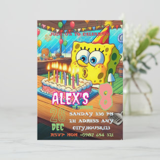 Sponge Cake Birthday Invitation Einladung