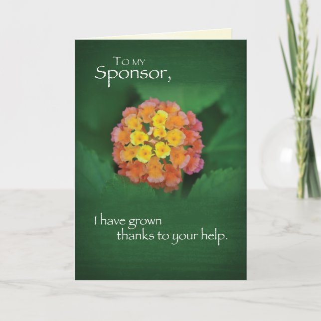 Sponsor 12 Step Erholung Vielen Dank Blume auf Gre Dankeskarte (Vorderseite)