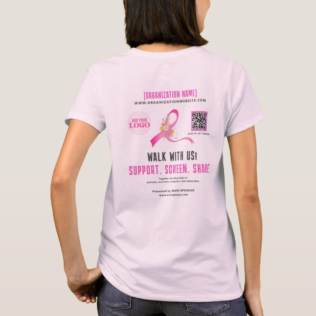 Sponsor des QR-Kodex für das Bewusstsein für Brust T-Shirt (Rückseite)