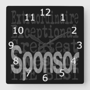 Sponsor Extraordinaire Quadratische Wanduhr